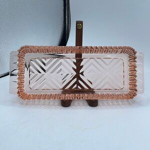 Vintage Pink Indiana Glass Company Windsor depression glass tray.